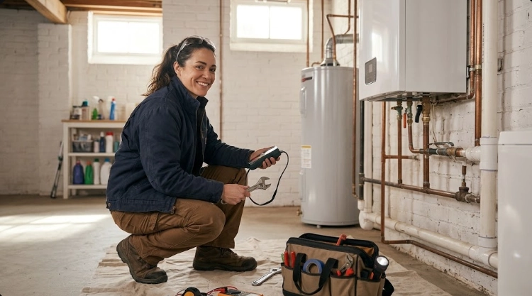 gas line repair Upper East Side Manhattan technician inspecting gas manifold